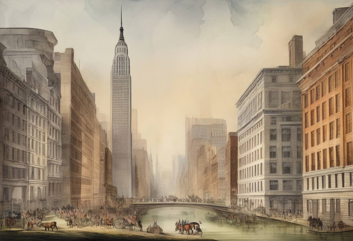 Watercolor painting based depiction of The first U.S. federal government agency, the Department of Foreign Affairs, was established, later renamed the Department of State. (1789)