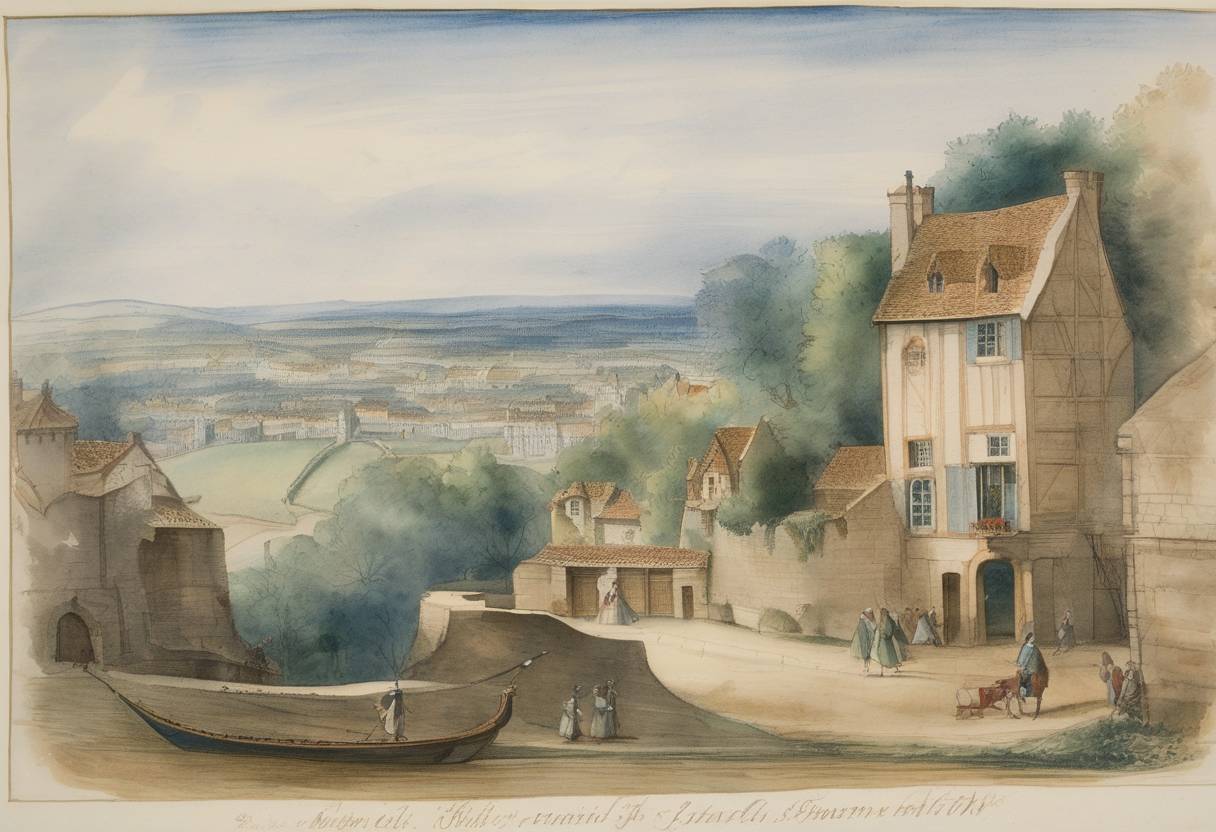 Watercolor painting based depiction of In 1539, on August 10, King Francis I of France signed the Edict of Villers-Cotterêts. This edict mandated the use of French in all official documents, replacing Latin, and is regarded as one of the most significant legal documents in French linguistic history, as it solidified the use of the French language in administrative affairs. (1539)