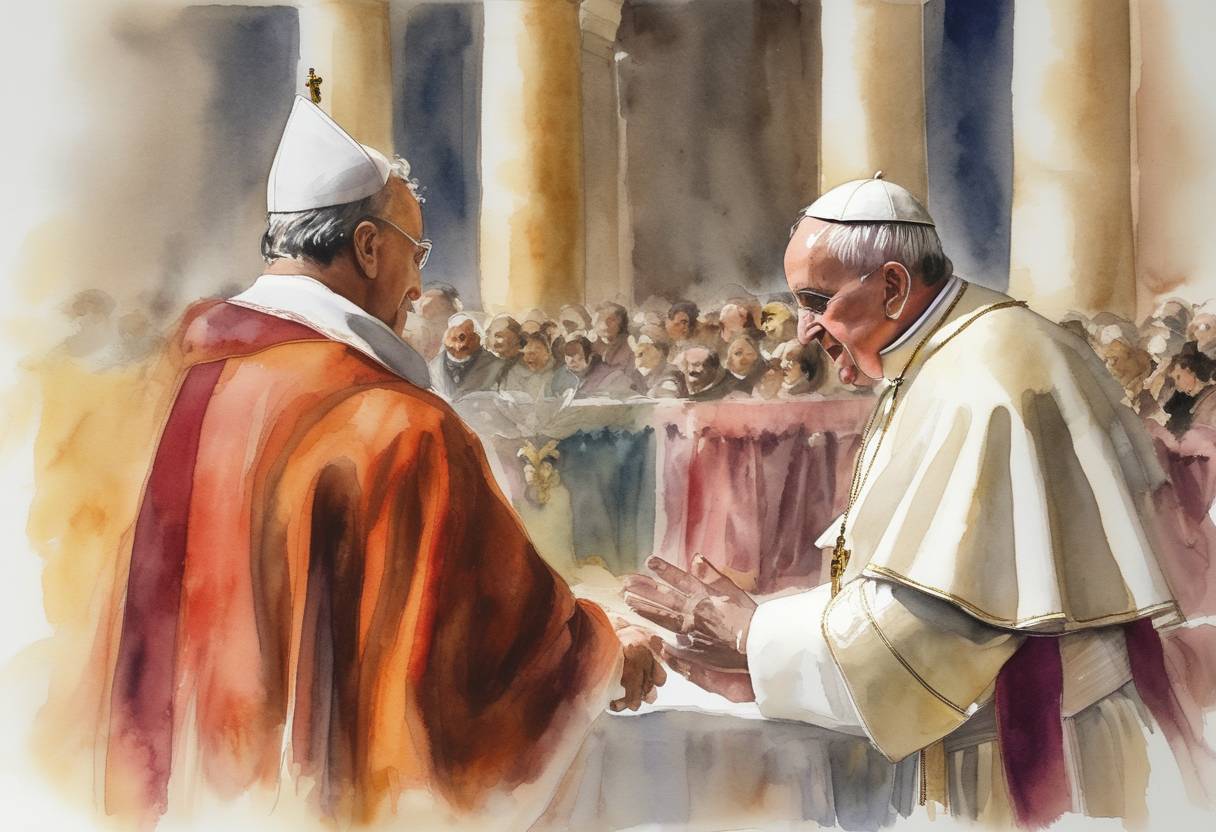 Watercolor painting based depiction of Pope Gelasius II is elected as the 161st pope of the Roman Catholic Church. (1118)