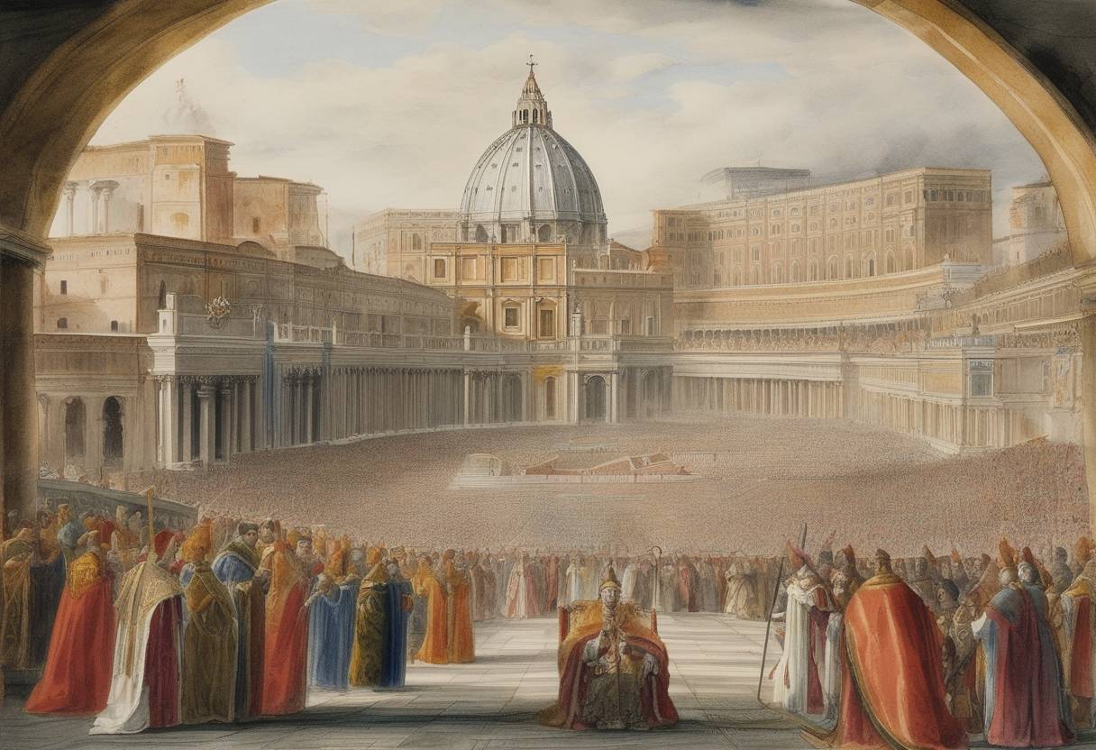 Watercolor painting based depiction of Pope Adrian VI was elected as the 218th pope, the last non-Italian pope until John Paul II in 1978. (1522)