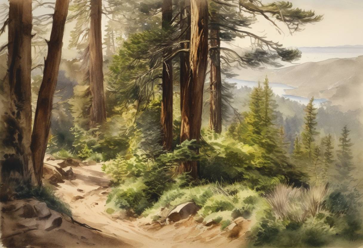 Watercolor painting based depiction of Sierra Club is founded by John Muir and a group of co-founders in San Francisco, California. It is one of the oldest, largest, and most influential grassroots environmental organizations in the United States. (1892)