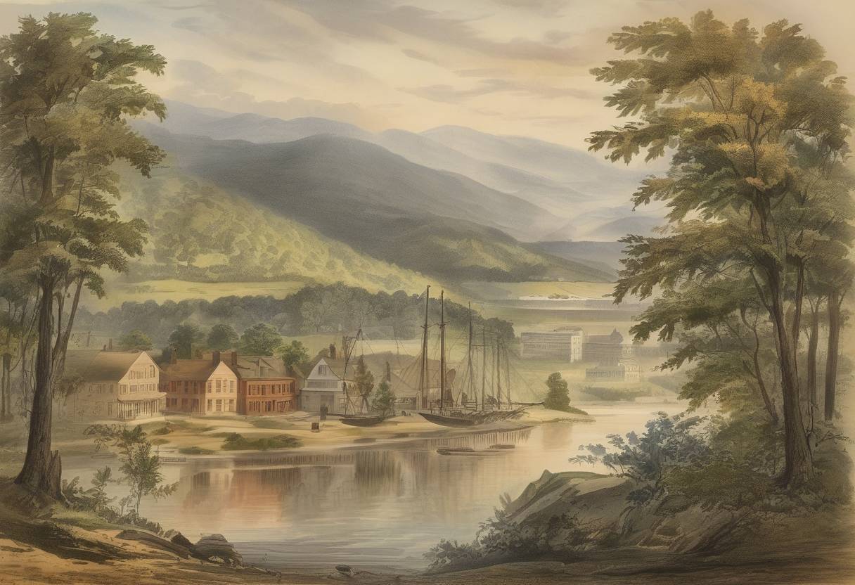 Watercolor painting based depiction of West Virginia is admitted as the 35th state of the United States, following its separation from Virginia during the American Civil War. (1863)