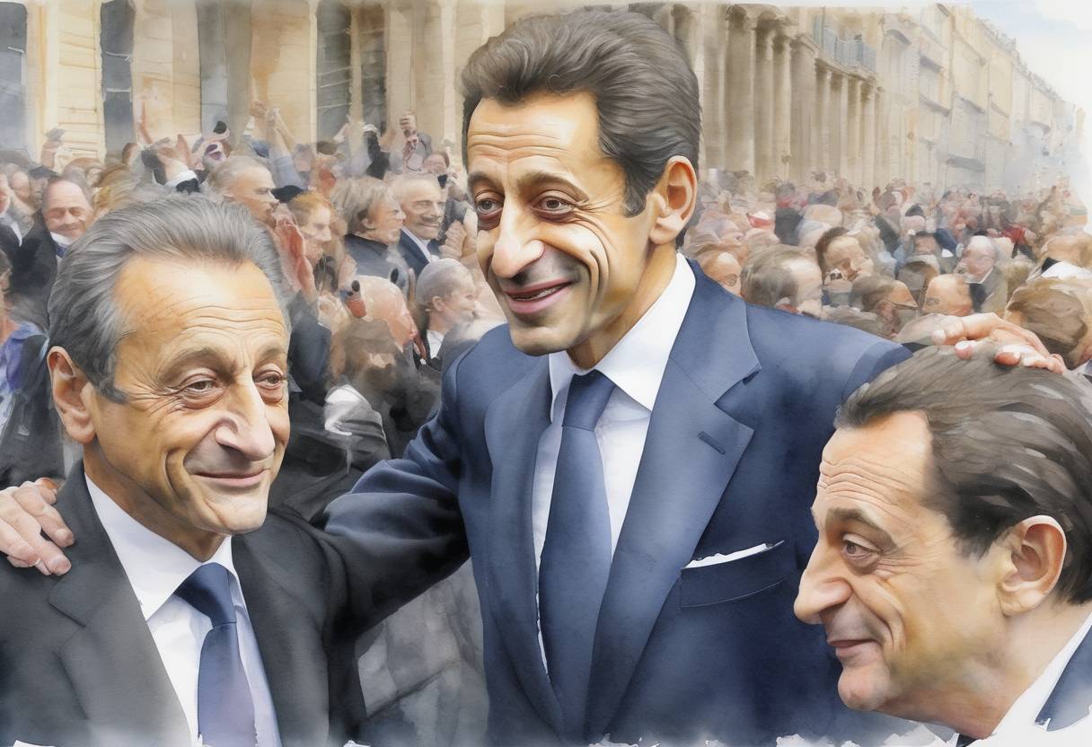 Watercolor painting based depiction of Nicolas Sarkozy was inaugurated as the President of France, succeeding Jacques Chirac. (2007)