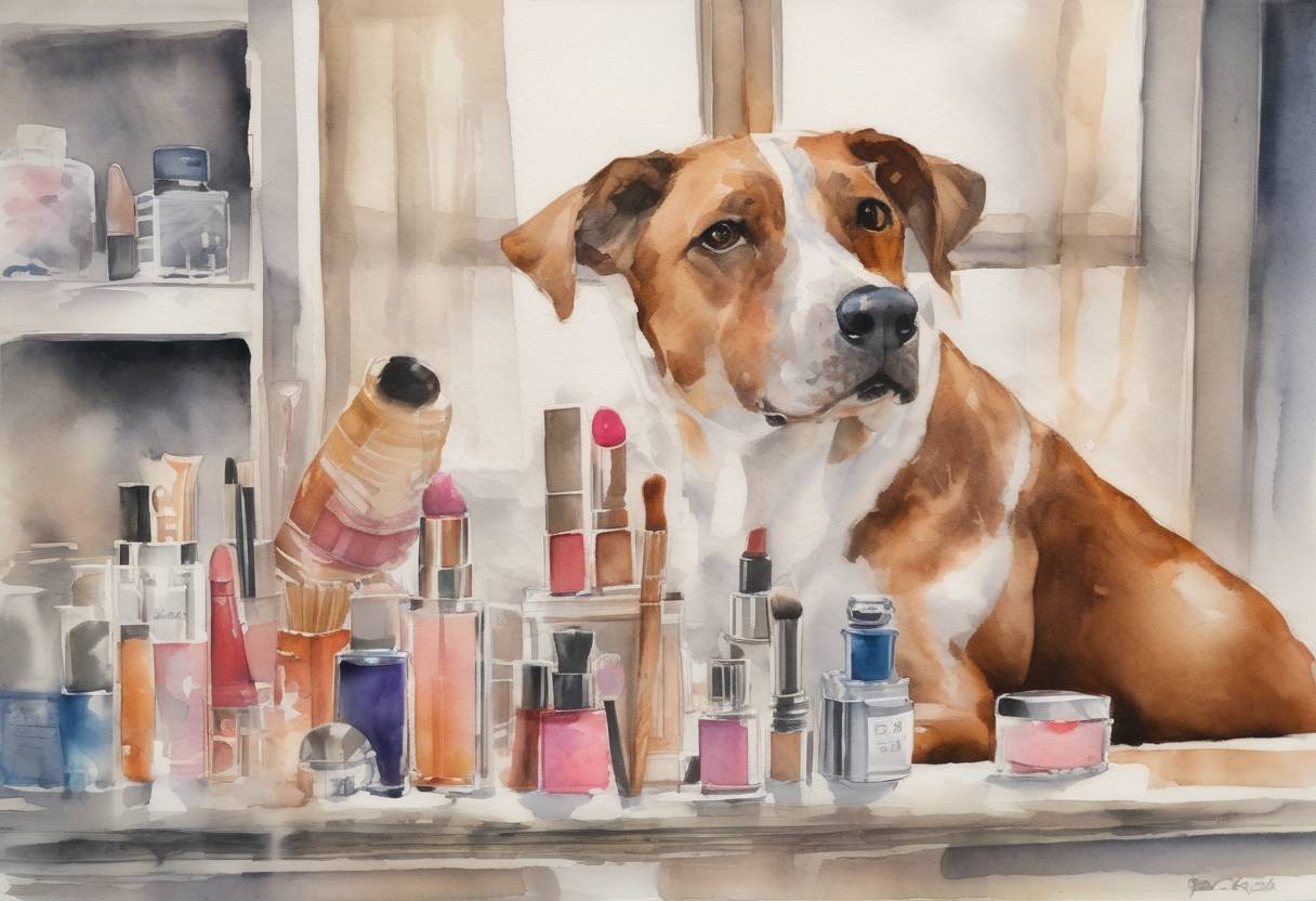 Watercolor painting based depiction of The European Union's ban on the sale of cosmetics tested on animals came into full effect, reinforcing the EU's commitment to animal welfare and ethical consumerism. (2014)