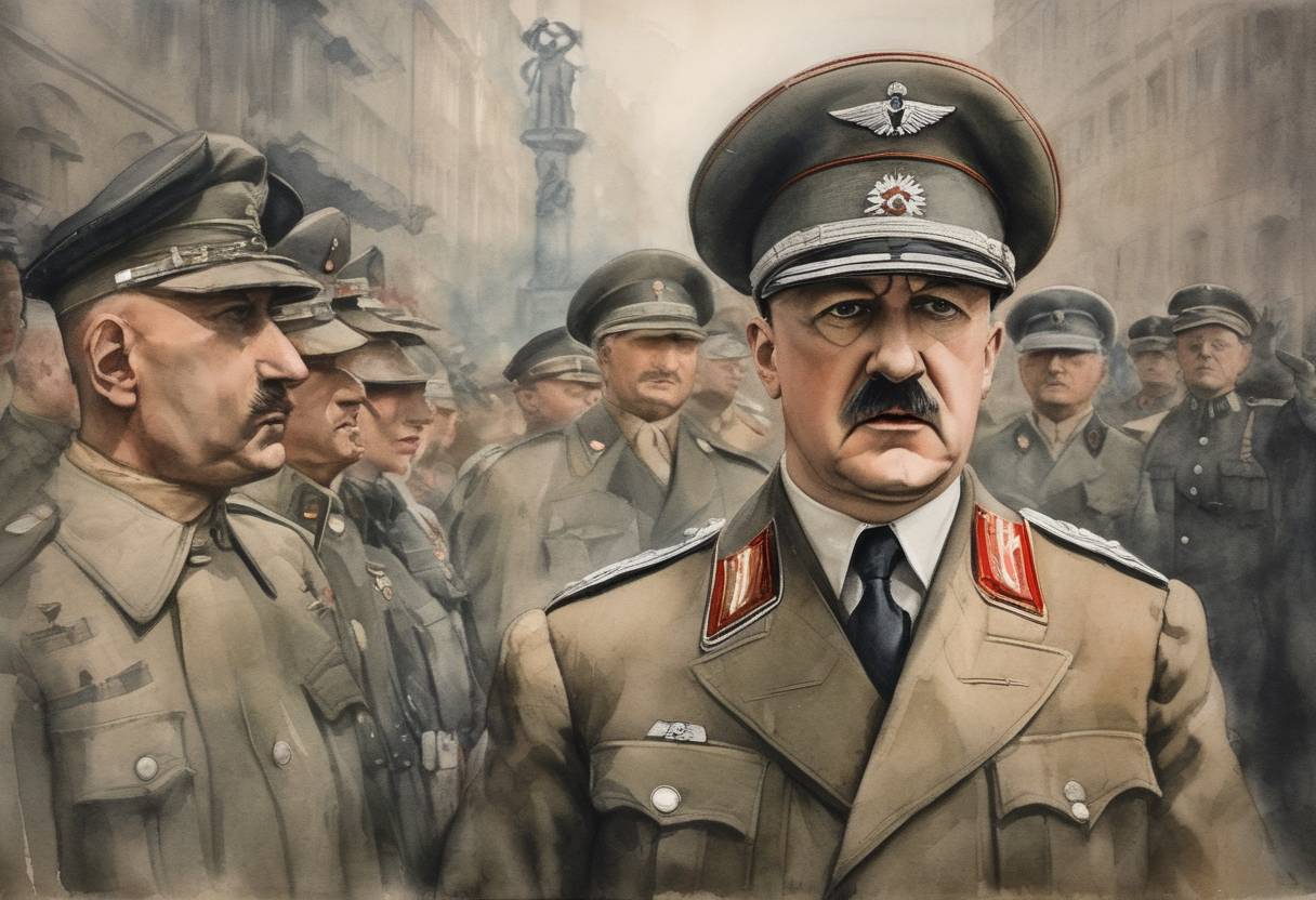 Watercolor painting based depiction of Adolf Hitler became Supreme Commander-in-Chief of the German Army, consolidating his control over the military during World War II. (1941)