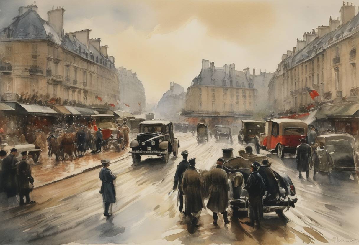 Watercolor painting based depiction of The French government, led by Prime Minister Antoine Pinay, instructed General Raoul Salan to take ruthless measures if necessary to maintain order in the colony during the escalating crisis in French Indochina. (1952)