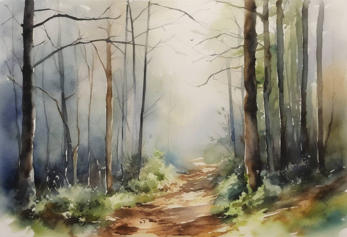 Watercolor painting based depiction of The European Union announced a plan to ban certain products linked to deforestation, marking a significant step in its environmental policy efforts. (2023)