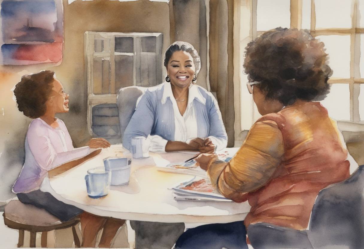 Watercolor painting based depiction of The final episode of the Oprah Winfrey Show is broadcast, ending a 25-year run. (2011)