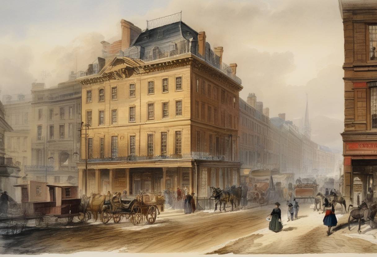 Watercolor painting based depiction of The Province of Canada was established as a result of the Act of Union 1840 passed by the British Parliament. (1840)