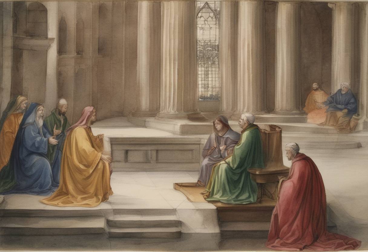 Watercolor painting based depiction of The first recorded appearance of the Roman Catholic prelate and theologian John Hopkins's verse translation of Thomas à Kempis's devotional work 'The Imitation of Christ' is published. (1506)