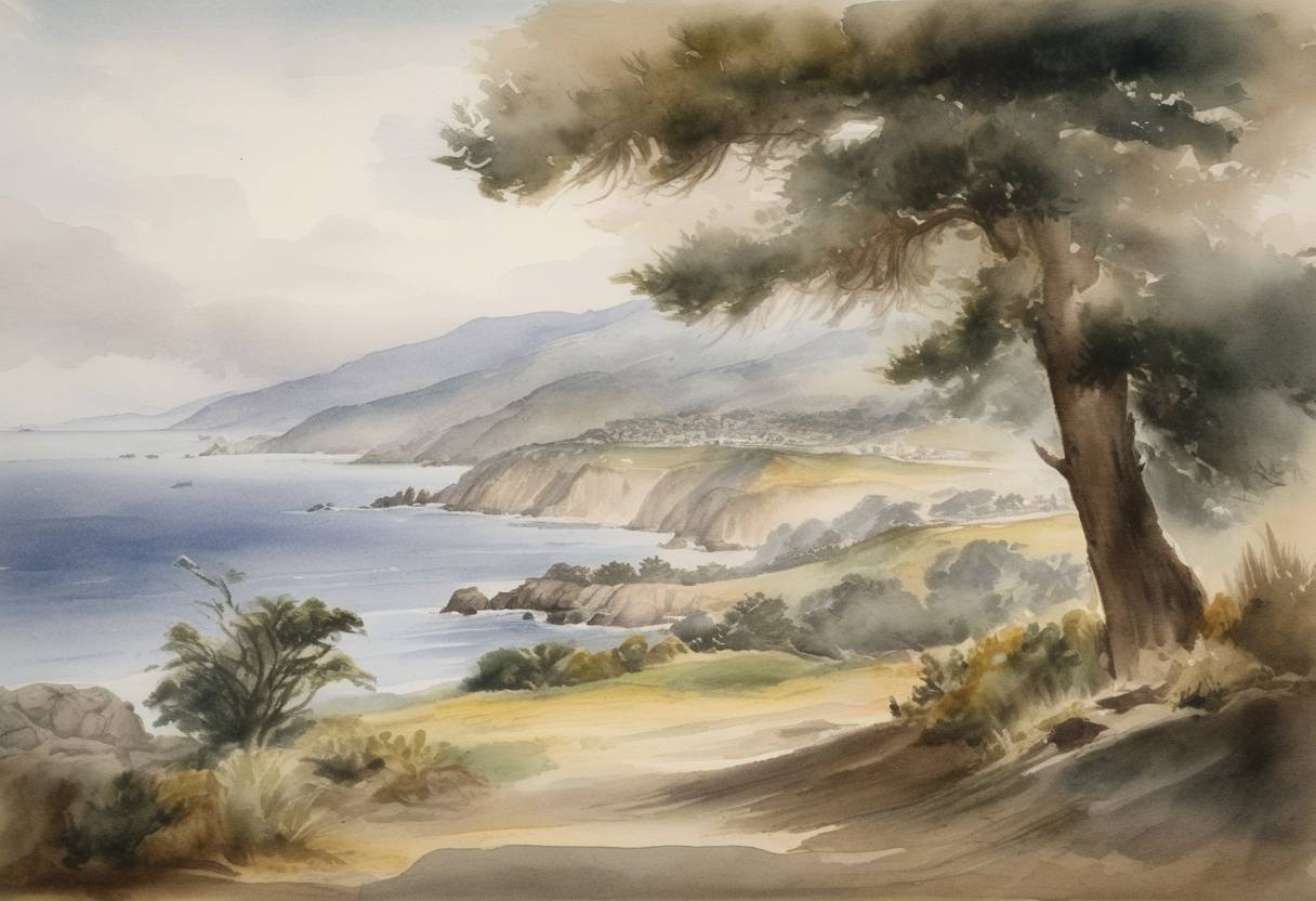 Watercolor painting based depiction of The United States formally annexed the California Republic under the leadership of Commodore John D. Sloat. (1846)