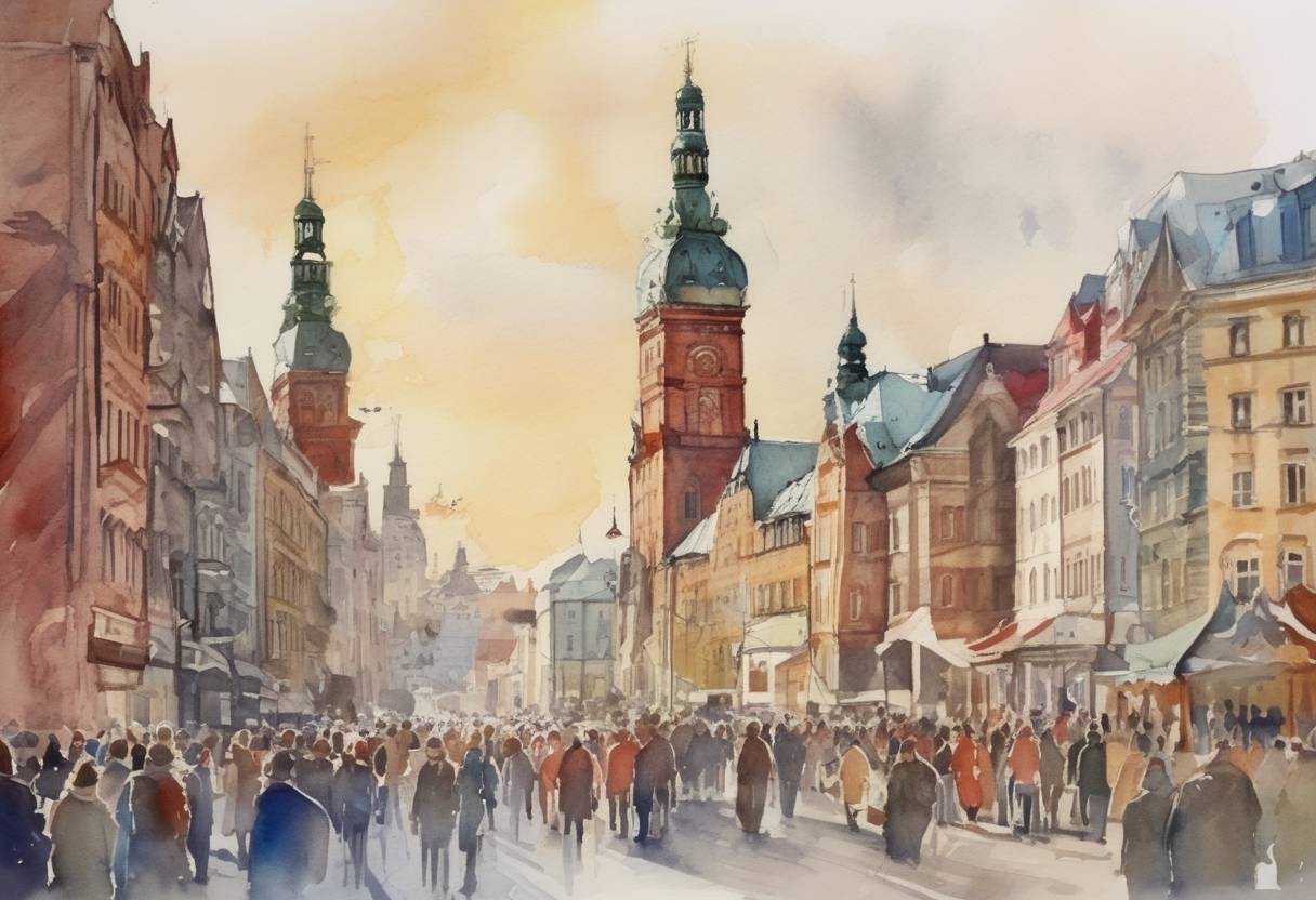 Watercolor painting based depiction of Latvia declares its independence from the Soviet Union following the failed coup attempt in Moscow. (1991)