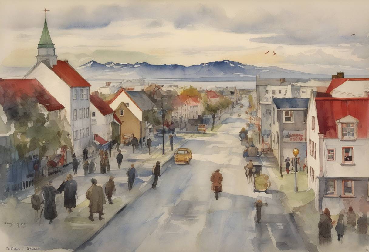 Watercolor painting based depiction of Iceland becomes the first Western country to legalize therapeutic abortion. (1935)