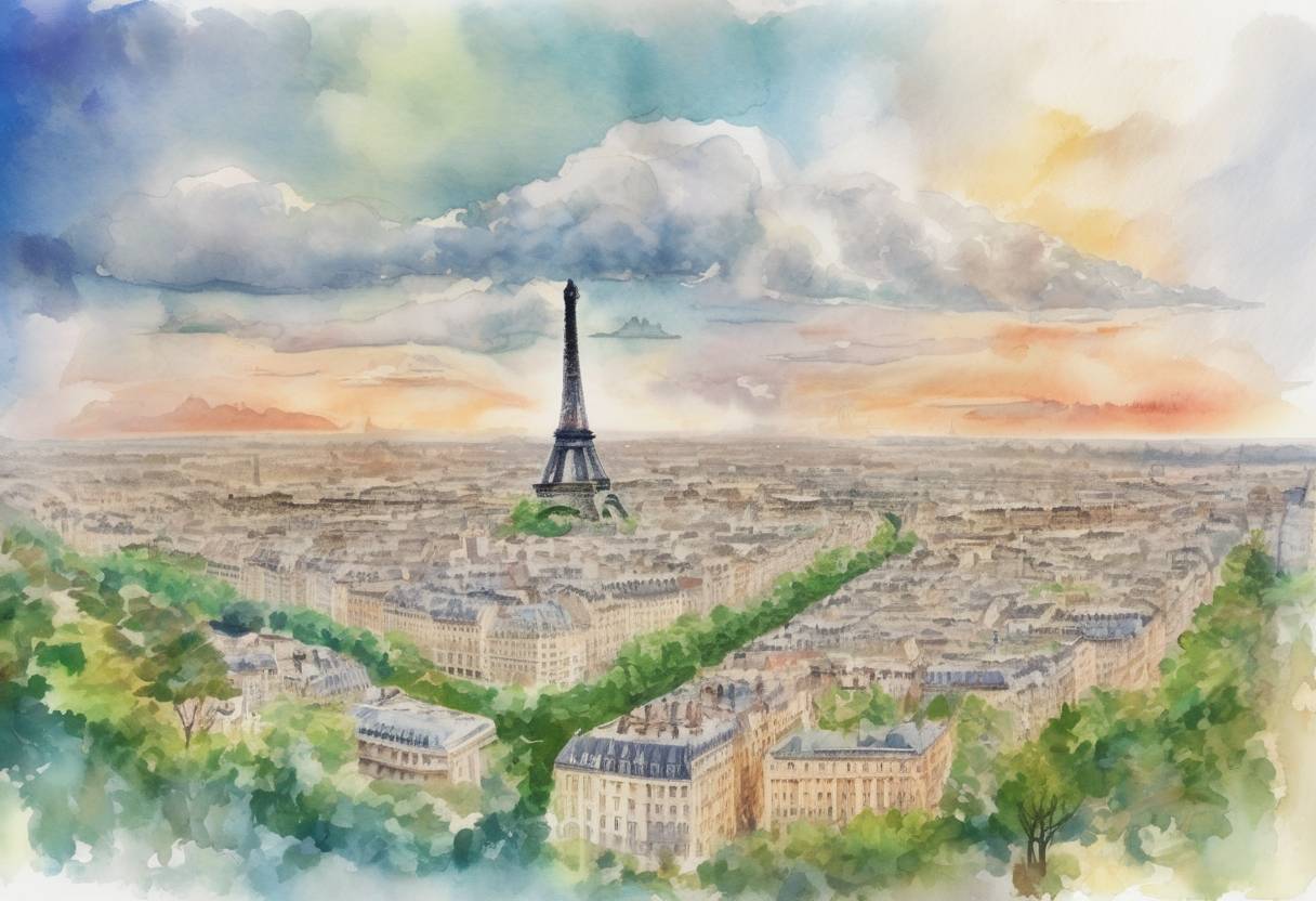 Watercolor painting based depiction of The Paris Agreement, a global accord to combat climate change, was adopted by consensus by 196 parties at the 21st Conference of the Parties of the UNFCCC. (2015)