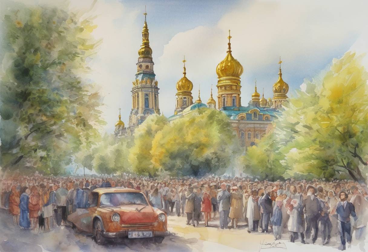 Watercolor painting based depiction of Ukraine declares its independence from the Soviet Union. (1991)