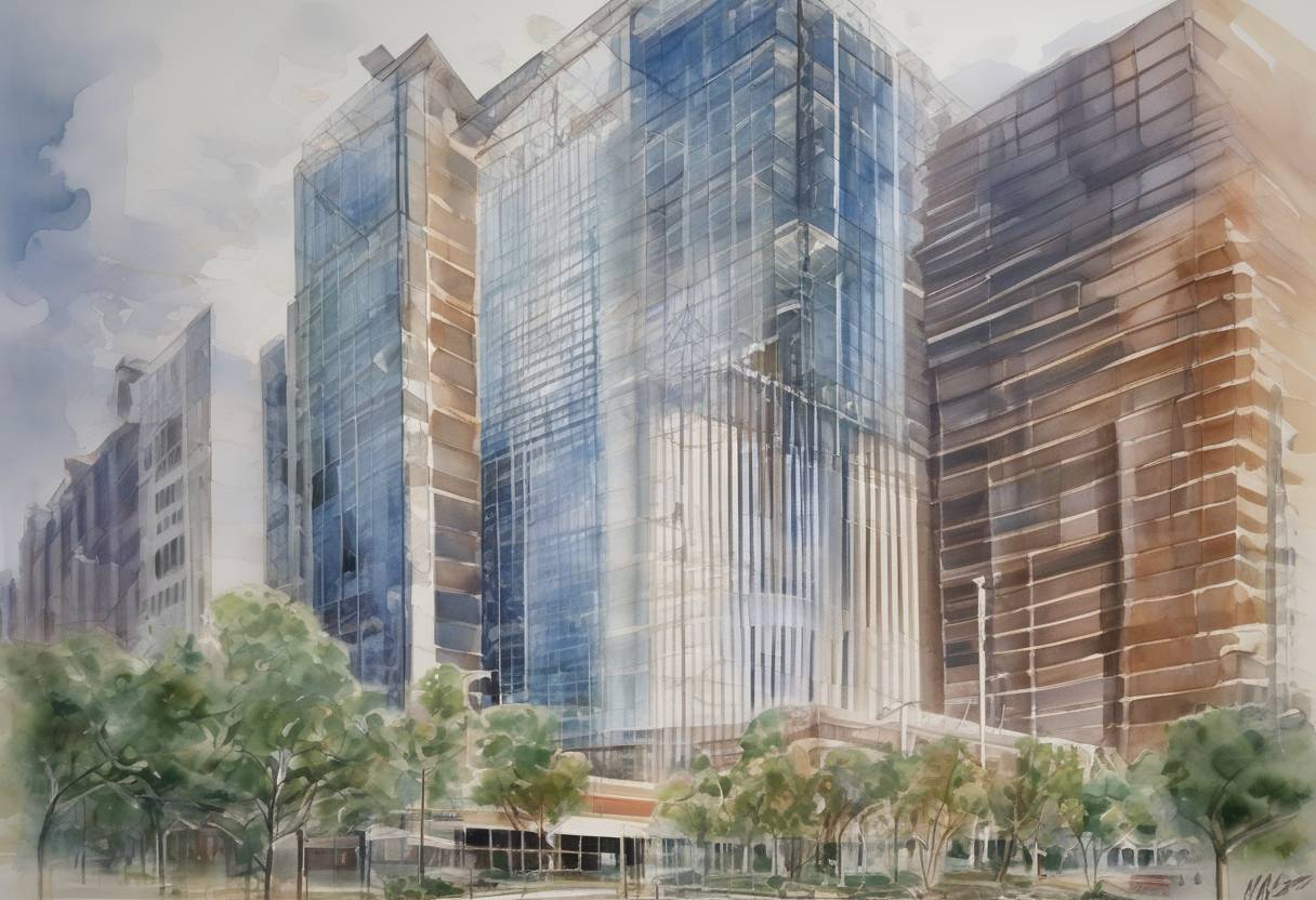 Watercolor painting based depiction of Enron Corporation, once the seventh largest company in the United States, filed for bankruptcy protection, marking the largest bankruptcy in U.S. history at the time. (2001)