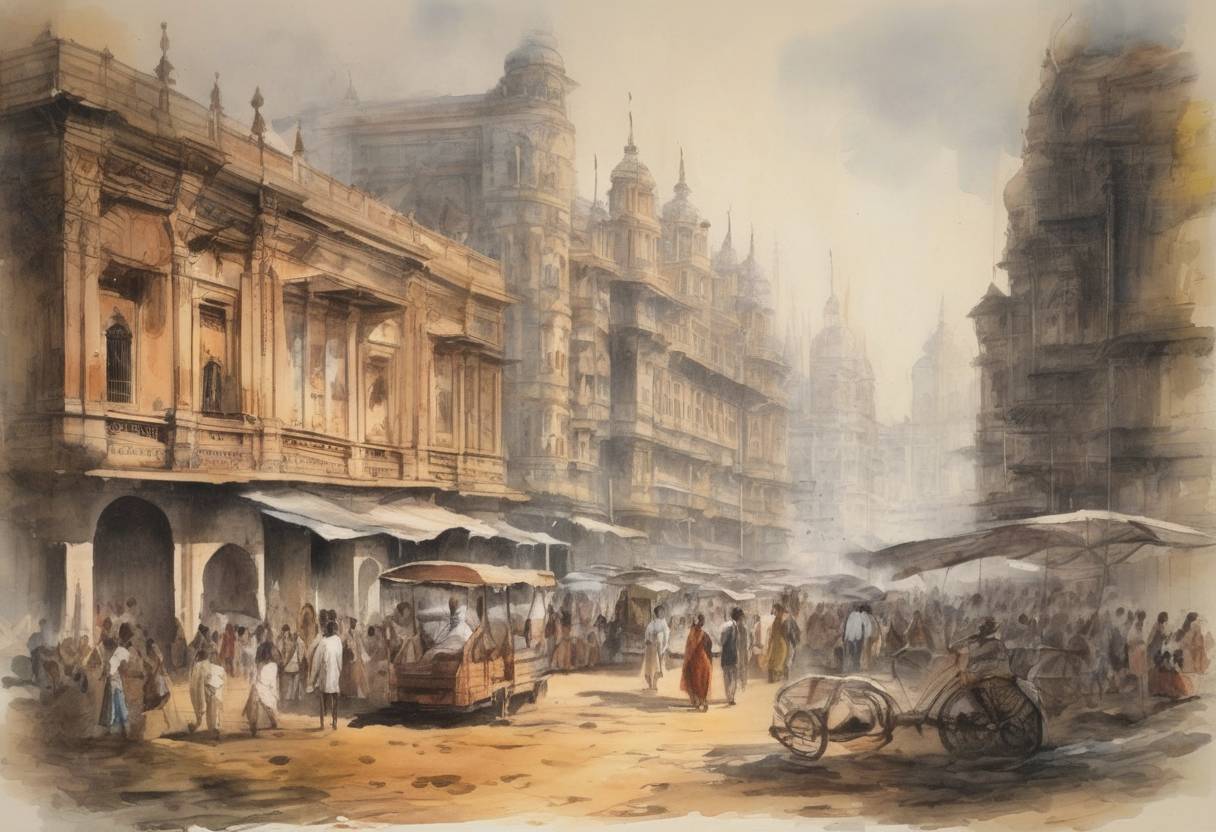 Watercolor painting based depiction of The Times of India, the world's largest circulated English language daily broadsheet newspaper, is founded as The Bombay Times and Journal of Commerce. (1838)