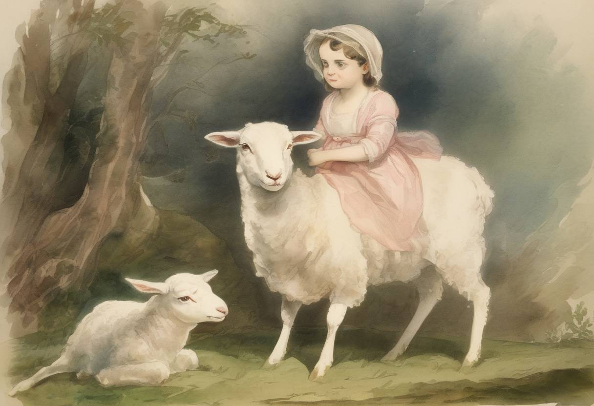 Watercolor painting based depiction of Mary Had a Little Lamb by Sarah Josepha Hale is published. (1830)