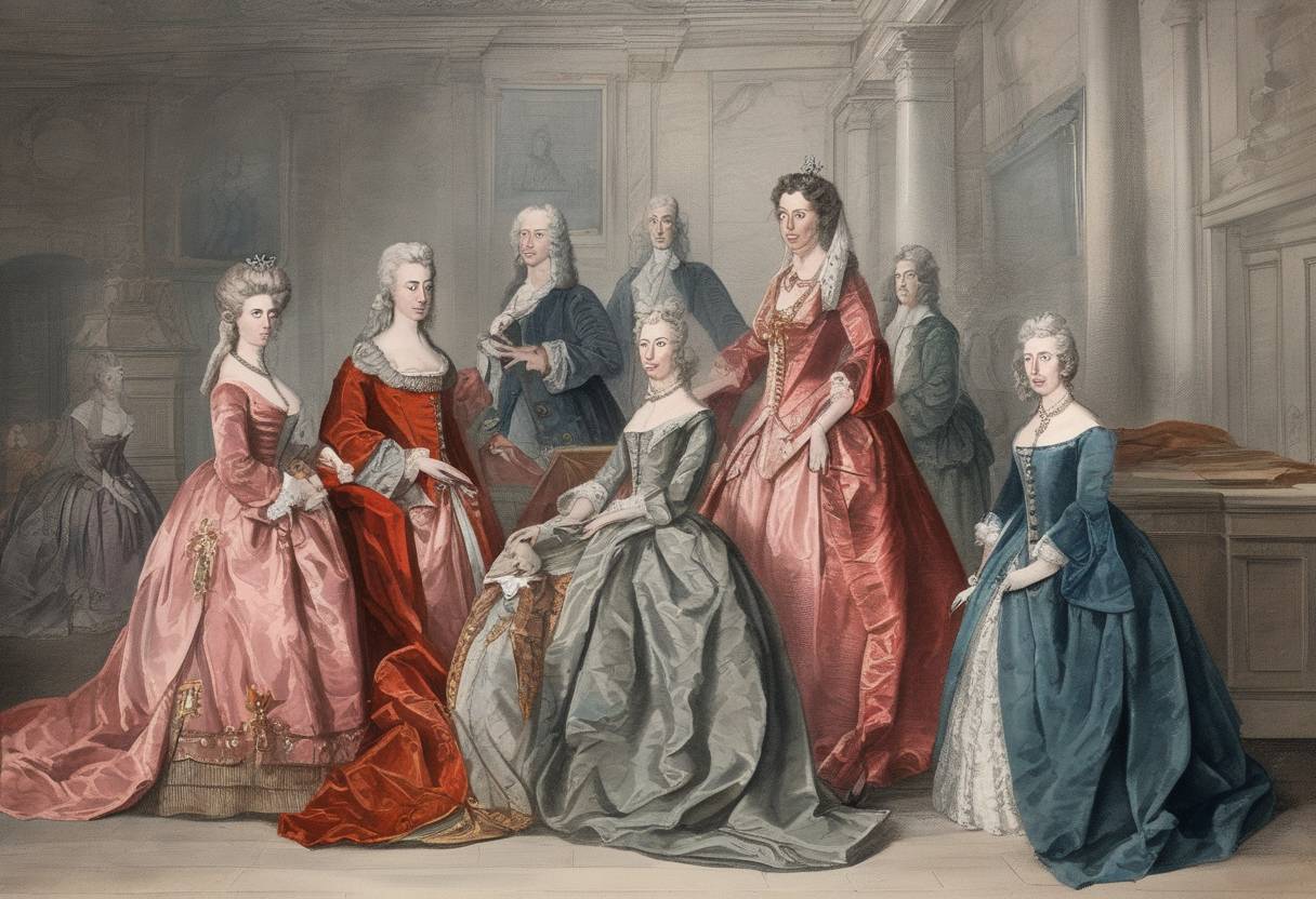 Watercolor painting based depiction of Queen Anne withheld Royal Assent from the Scottish Militia Bill, the last time a British monarch vetoed legislation. (1708)