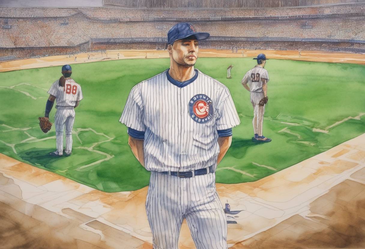 Watercolor painting based depiction of The Major League Baseball season is canceled due to a players' strike, marking the first time in 90 years that the World Series is not played. (1994)