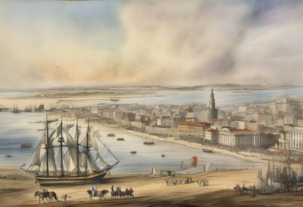 Watercolor painting based depiction of Uruguay declares its independence from Brazil. (1825)