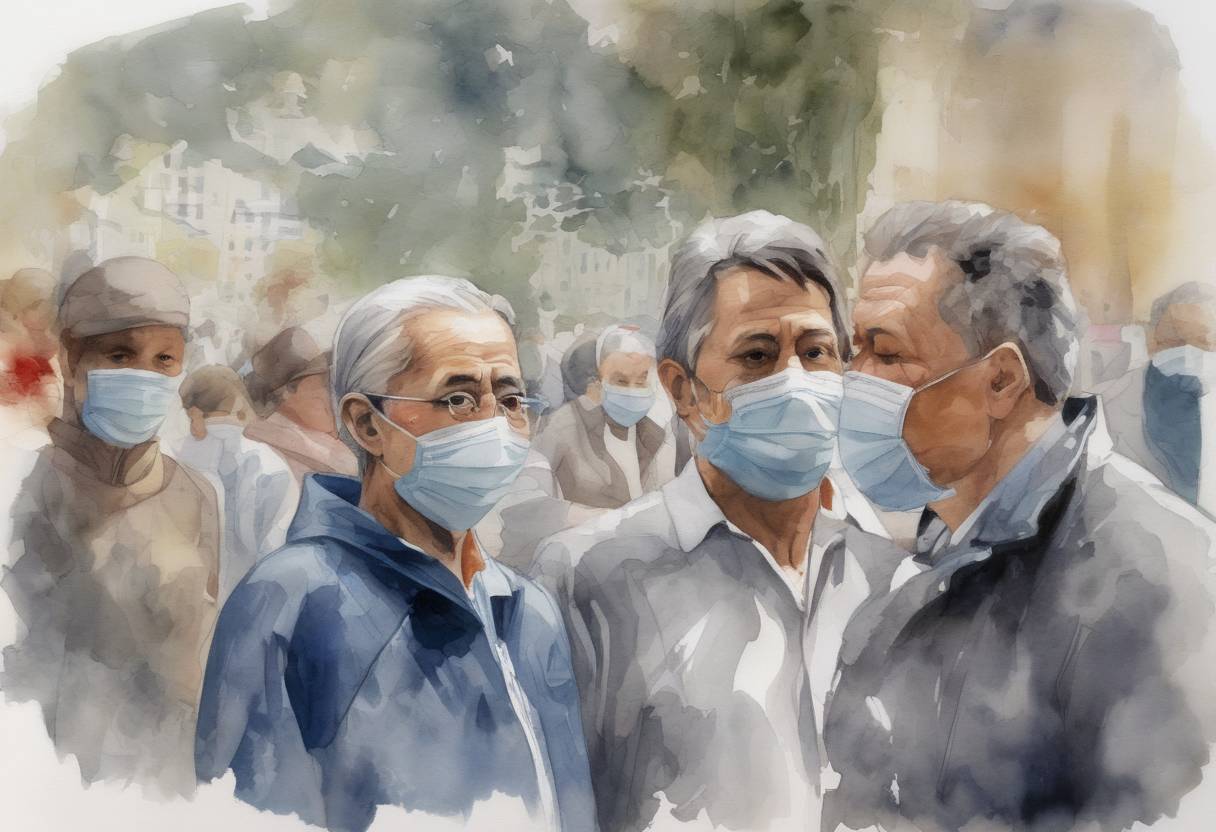 Watercolor painting based depiction of The World Health Organization declared the H1N1 influenza outbreak a global pandemic, marking the first global flu pandemic in 41 years. (2009)