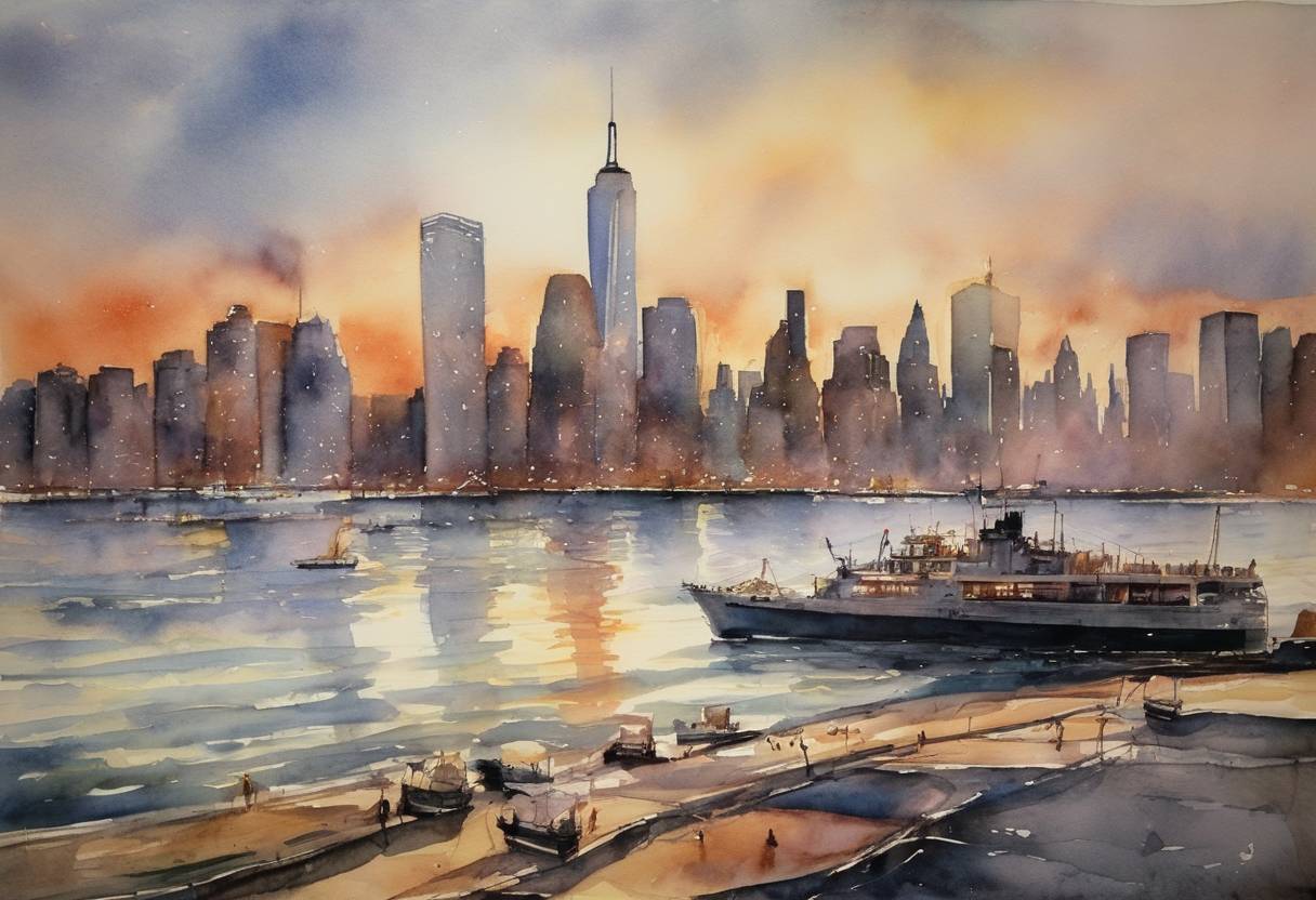 Watercolor painting based depiction of Fox News Channel made its debut as a 24-hour news network. (1996)