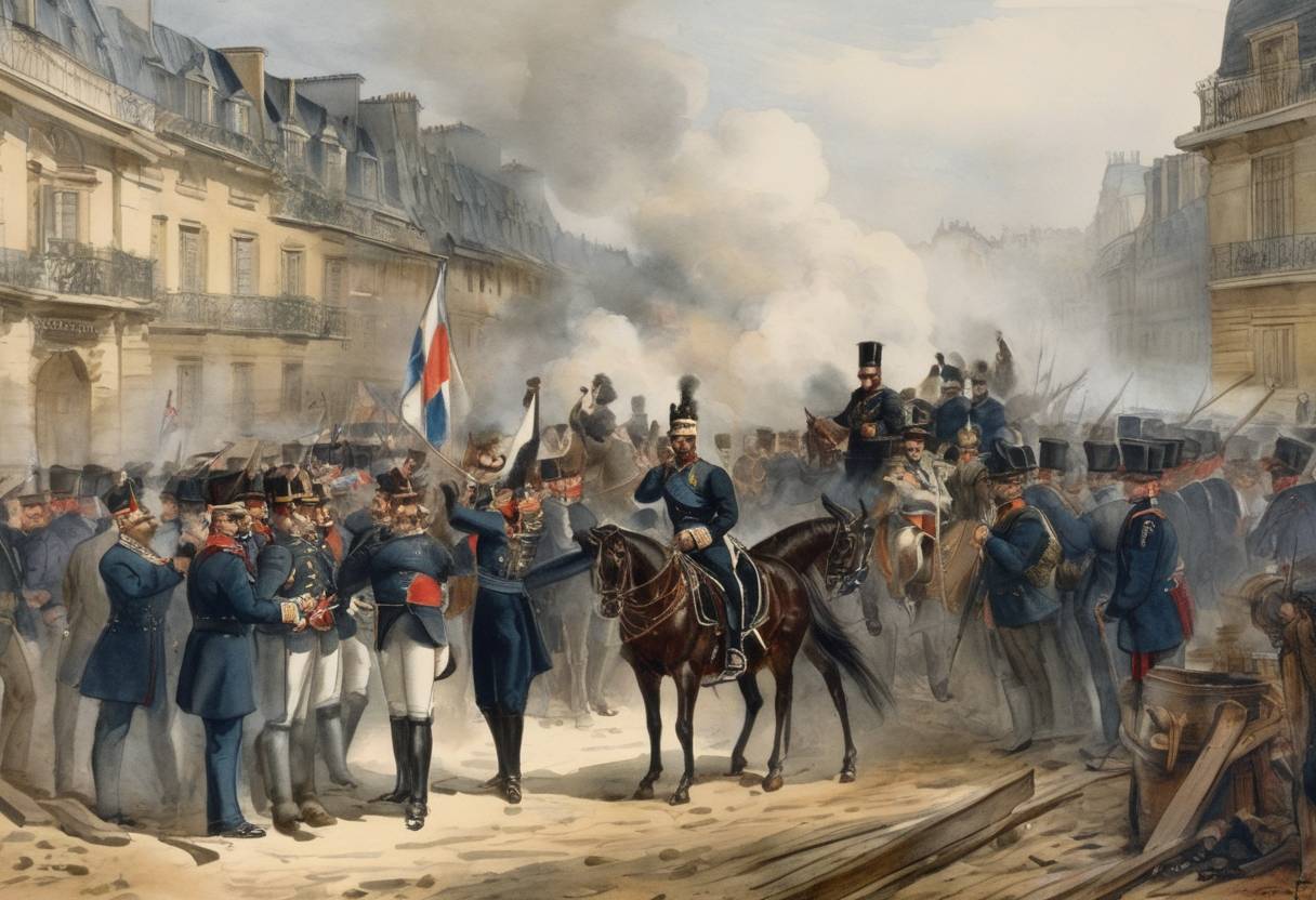 Watercolor painting based depiction of The Franco-Prussian War commenced with Napoleon III of France declaring war on Prussia. (1870)