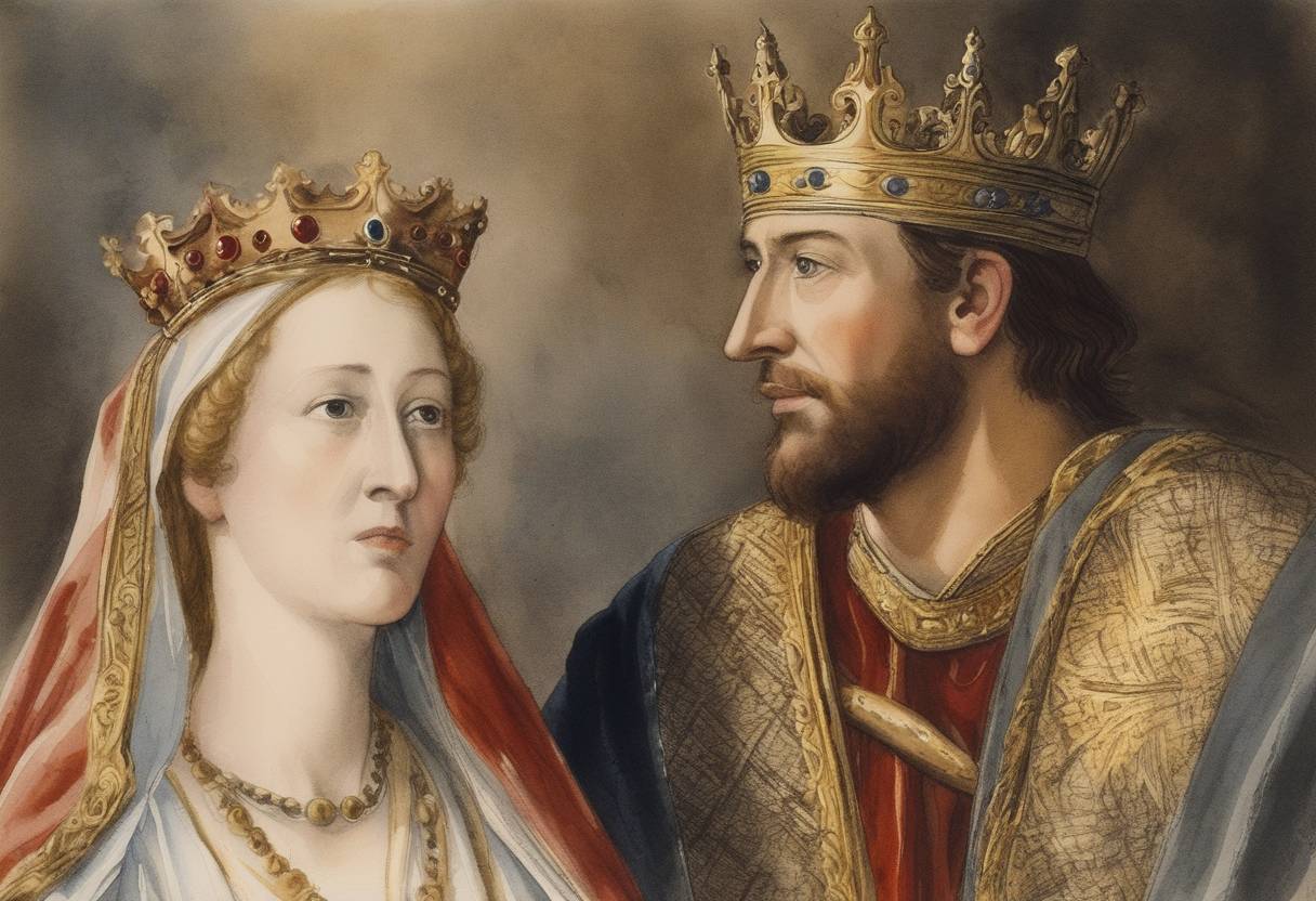 Watercolor painting based depiction of Henry III of England died, and his son Edward I, who was on his way back from the Ninth Crusade, succeeded him as the King of England. Edward would be formally recognized as king upon his return to England in 1274. (1272)