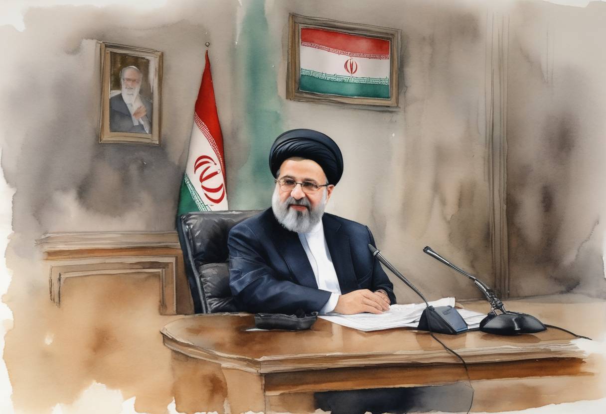 Watercolor painting based depiction of Iran held its presidential election, resulting in the election of Ebrahim Raisi. Raisi, the head of Iran's judiciary, won by a significant margin in an election marked by low voter turnout and the disqualification of many reformist and moderate candidates. (2021)