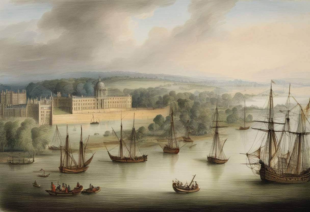 Watercolor painting based depiction of James Oglethorpe was granted a royal charter for the colony of Georgia in what would become the United States. (1732)