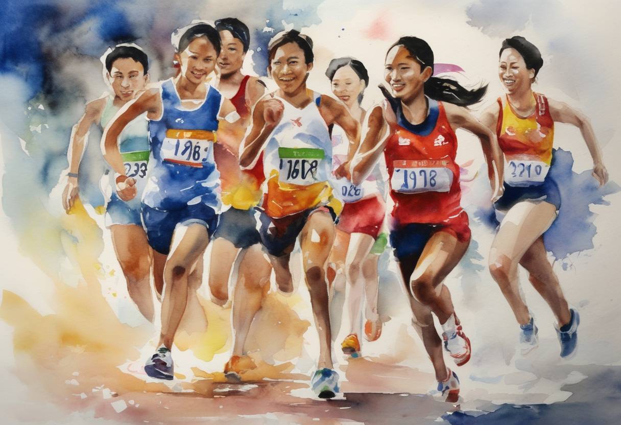 Watercolor painting based depiction of The first-ever Youth Olympic Games were officially opened in Singapore, marking a new chapter in the Olympic movement by focusing on young athletes aged 14 to 18. (2010)