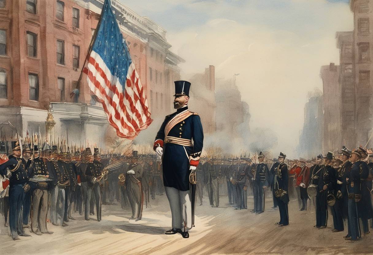 Watercolor painting based depiction of John Philip Sousa's 'The Stars and Stripes Forever' is performed for the first time in public. (1898)