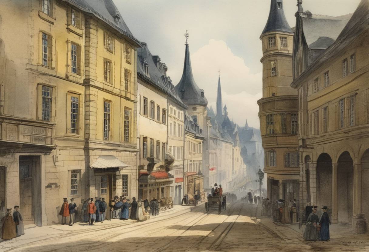Watercolor painting based depiction of Luxembourg gains its independence from Germany after the Second Treaty of London. (1867)