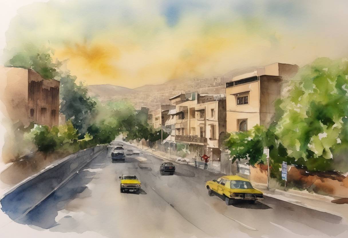 Watercolor painting based depiction of Saudi Arabia severed diplomatic relations with Iran following attacks on its embassy and consulate in Iran. (2016)