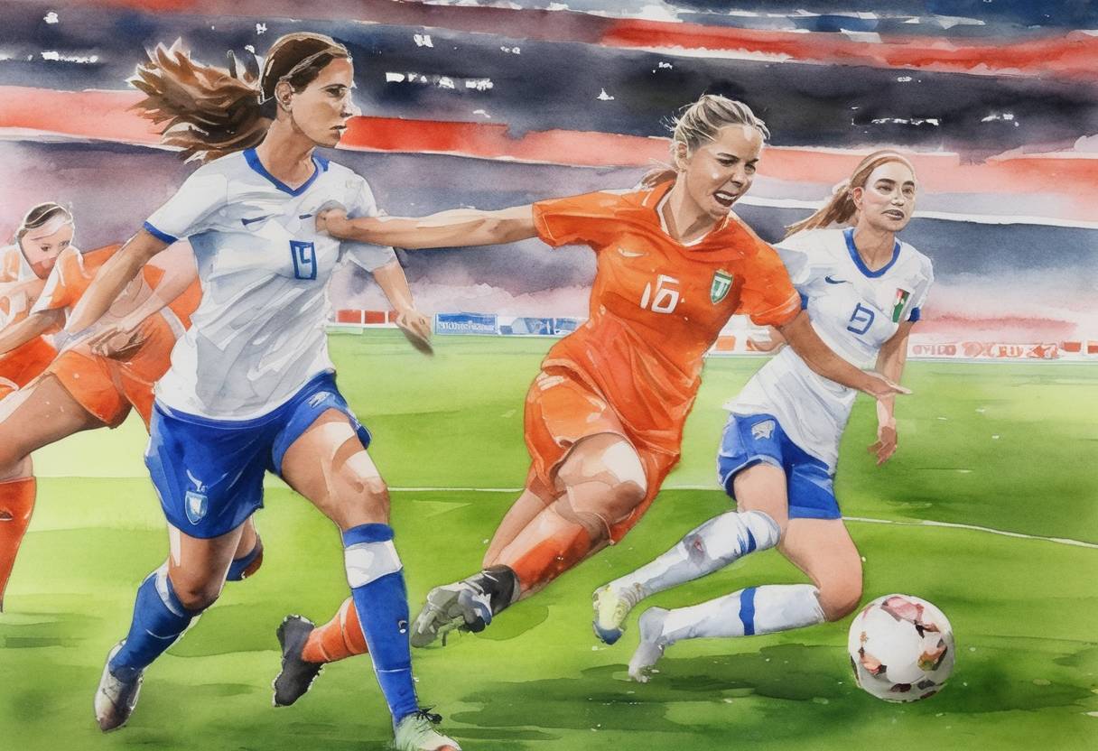 Watercolor painting based depiction of Italy won the European women's soccer championship for the first time as they defeated the Netherlands in the UEFA Women's Euro final. (2022)