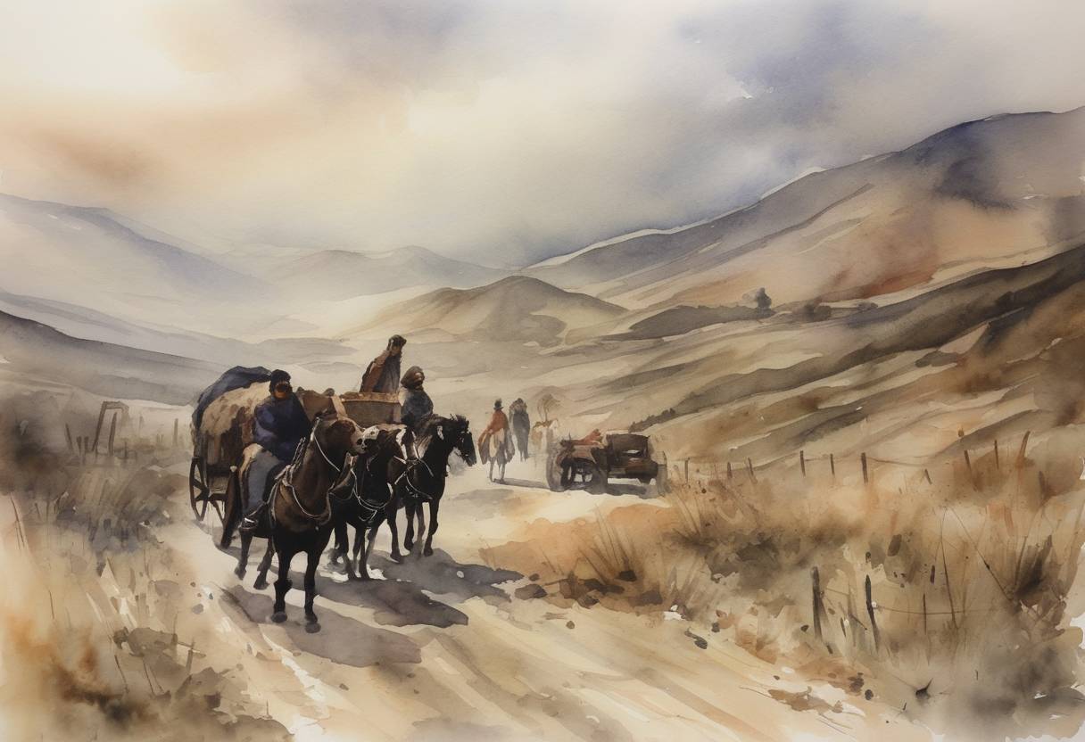 Watercolor painting based depiction of Armenians worldwide commemorated the centennial of the Armenian Genocide, the killing of up to 1.5 million Armenians by the Ottoman Empire starting in 1915. (2015)