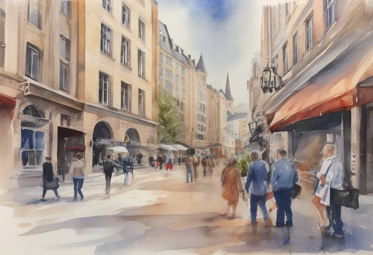 Watercolor painting based depiction of The European Court of Justice ruled that Facebook and other online platforms can be ordered to remove defamatory content worldwide, expanding the scope of internet regulation. (2019)