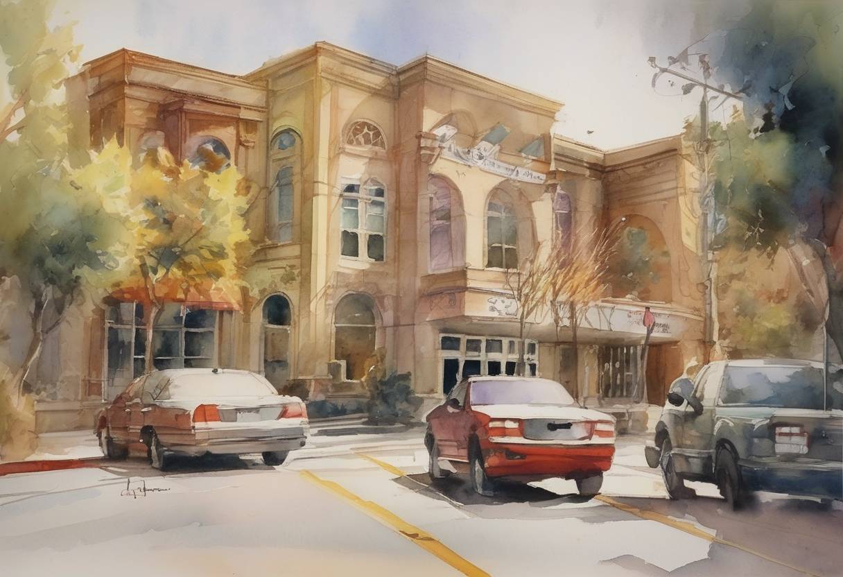 Watercolor painting based depiction of The auction website eBay was founded by Pierre Omidyar in California, revolutionizing online shopping and auctions. (1995)