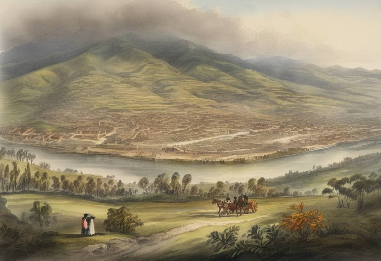 Watercolor painting based depiction of The Republic of Ecuador is founded, marking its independence from Gran Colombia. (1830)