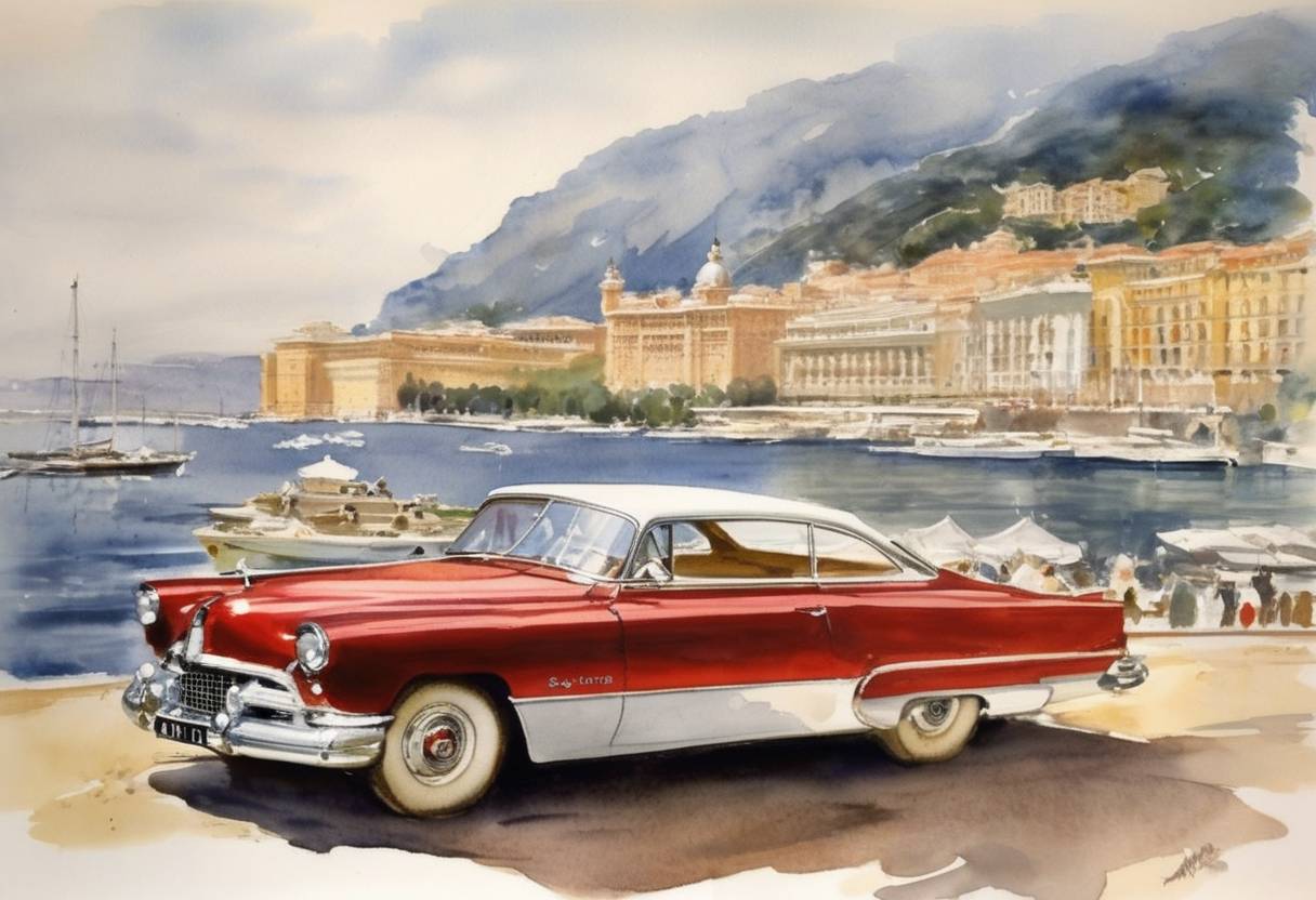 Watercolor painting based depiction of Prince Rainier III became the ruler of Monaco after the death of his grandfather, Prince Louis II. (1949)