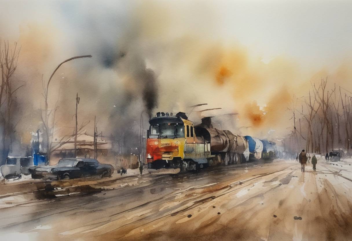 Watercolor painting based depiction of Kazakhstan's President Kassym-Jomart Tokayev declares that order had mostly been restored after days of violent protests over fuel price increases. (2022)