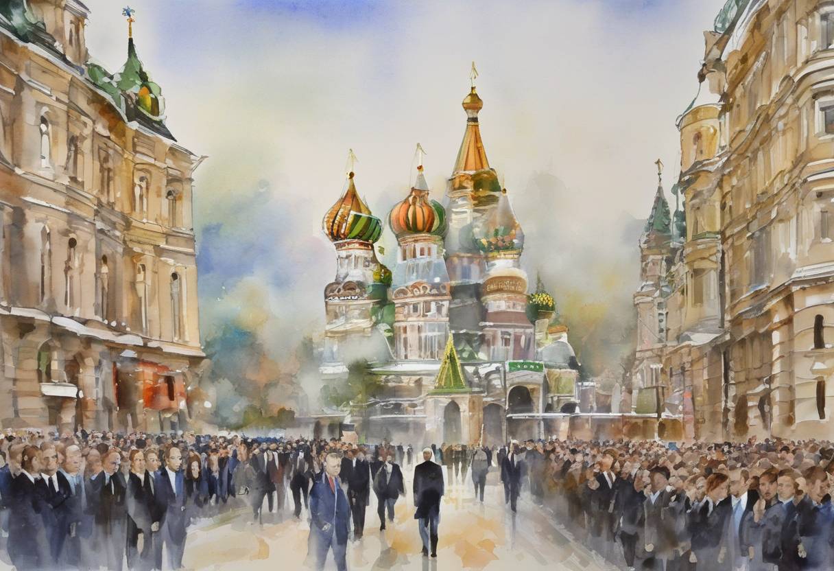 Watercolor painting based depiction of Dmitry Medvedev was elected as the President of Russia, succeeding Vladimir Putin, who became the Prime Minister. (2008)