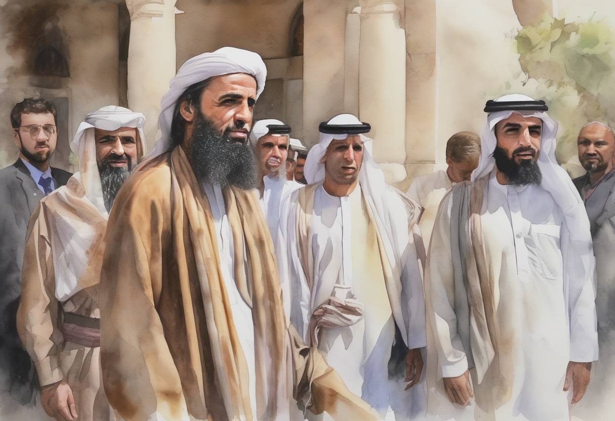 Watercolor painting based depiction of The United States and the Taliban signed a peace agreement in Doha, Qatar, aimed at ending the 18-year war in Afghanistan. (2020)