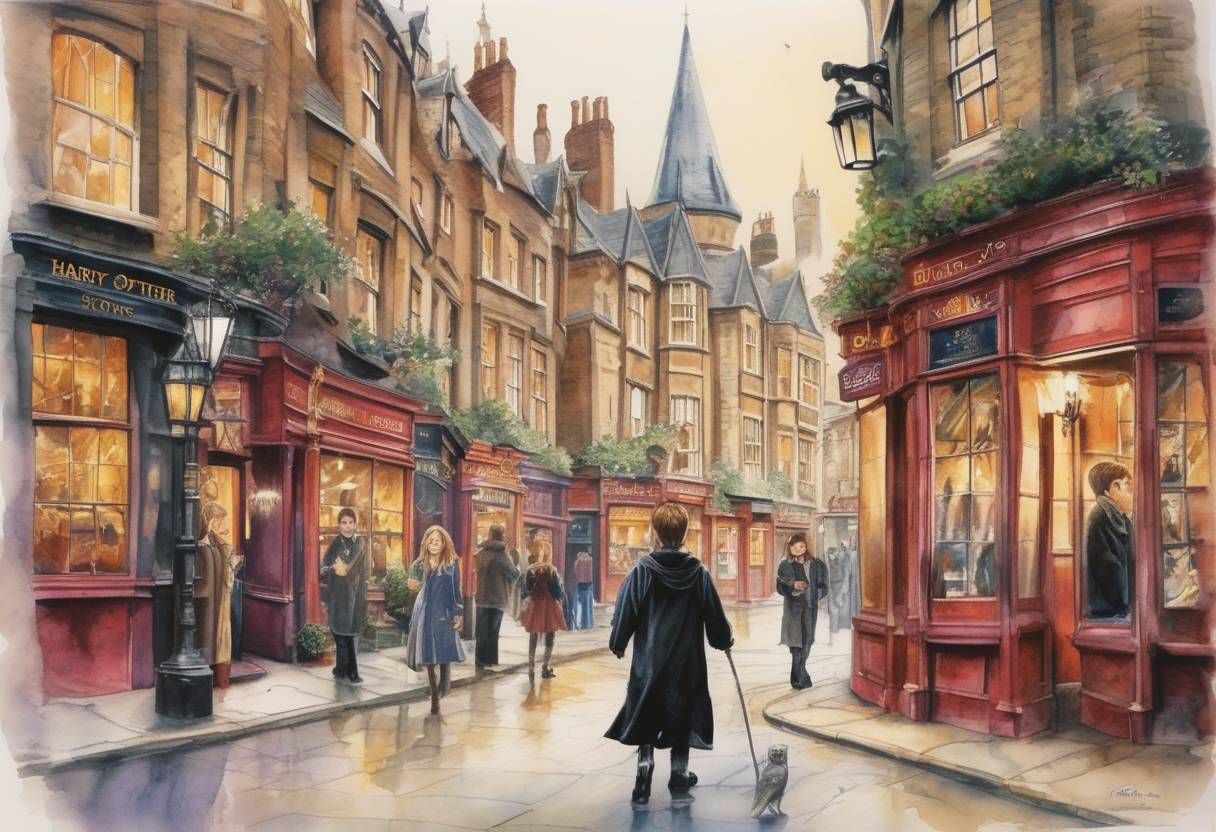 Watercolor painting based depiction of The first Harry Potter film, 'Harry Potter and the Philosopher's Stone' (released as 'Harry Potter and the Sorcerer's Stone' in the United States), premiered in London. (2001)