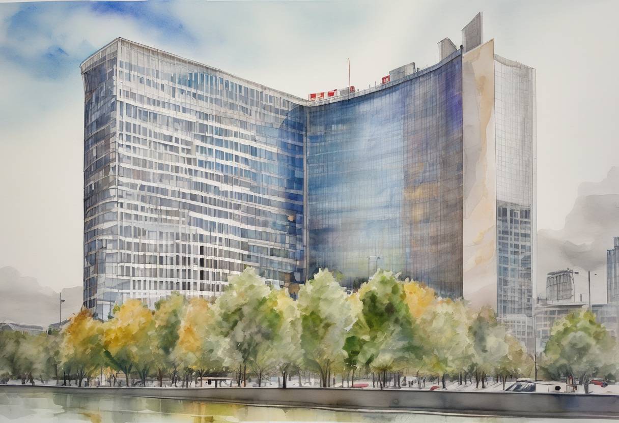 Watercolor painting based depiction of The European Central Bank announced it would phase out its bond-buying program, a significant step in unwinding the monetary stimulus measures implemented during the Eurozone crisis. (2018)
