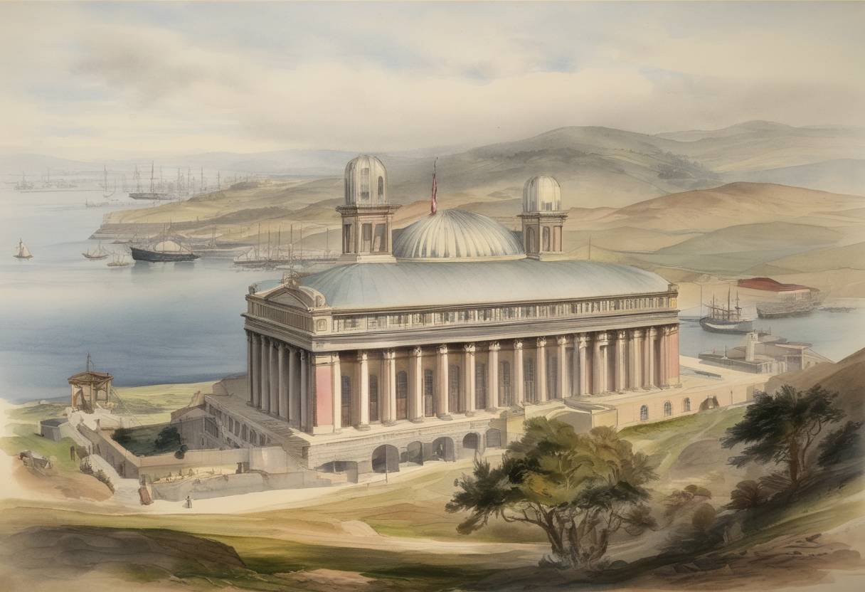 Watercolor painting based depiction of The San Francisco Water Works is incorporated. (1853)