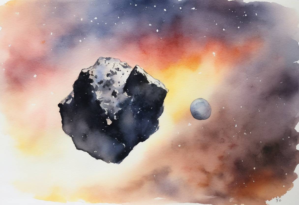 Watercolor painting based depiction of The Japanese Hayabusa2 mission successfully delivered its final data regarding observations of the asteroid Ryugu, deepening understanding of the early solar system. (2023)