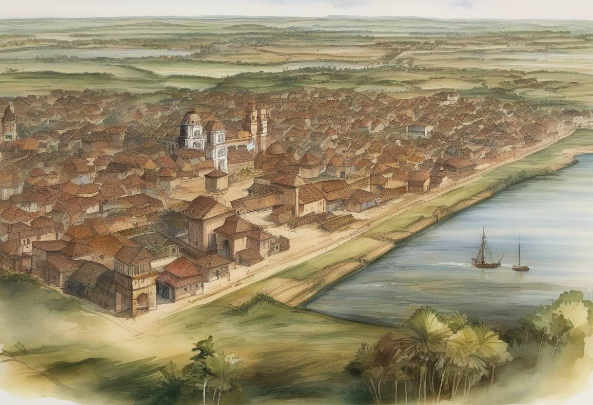 Watercolor painting based depiction of The city of Asunción is founded by explorer Juan de Salazar y Espinosa, becoming the capital of the Governorate of Paraguay and later the capital of Paraguay. (1537)