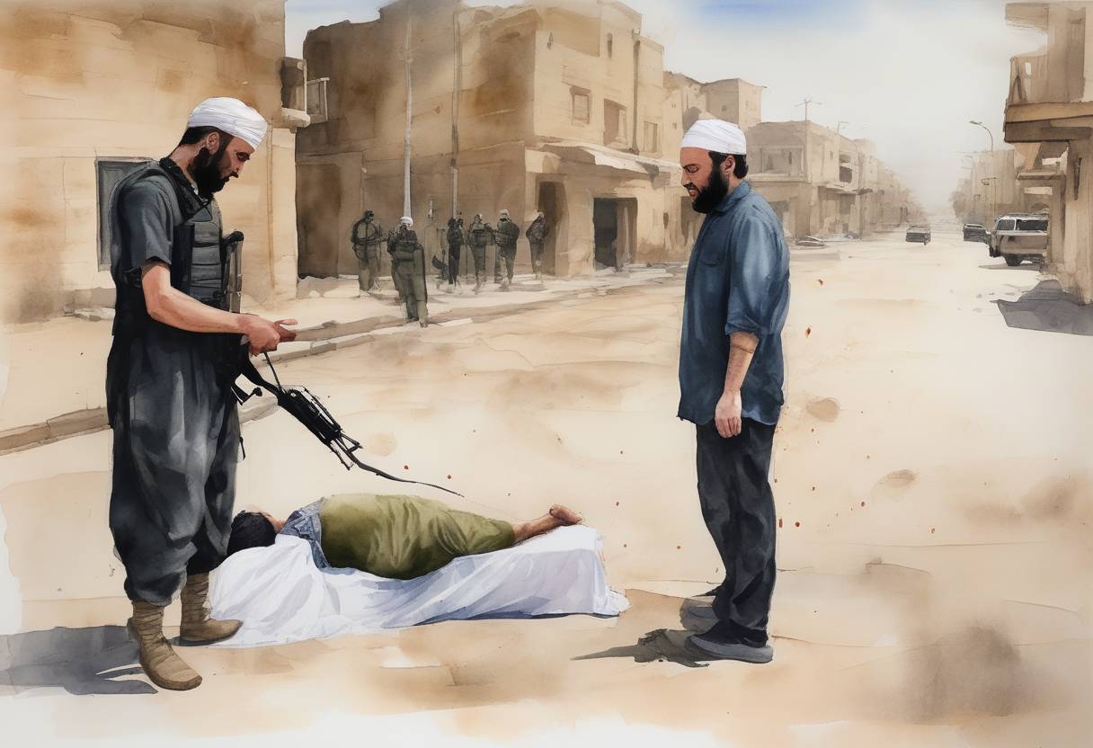 Watercolor painting based depiction of The Islamic State of Iraq and the Levant (ISIL) released a video showing the beheading of American journalist Steven Sotloff, marking a continuation of ISIL's campaign of violence and propaganda. (2014)